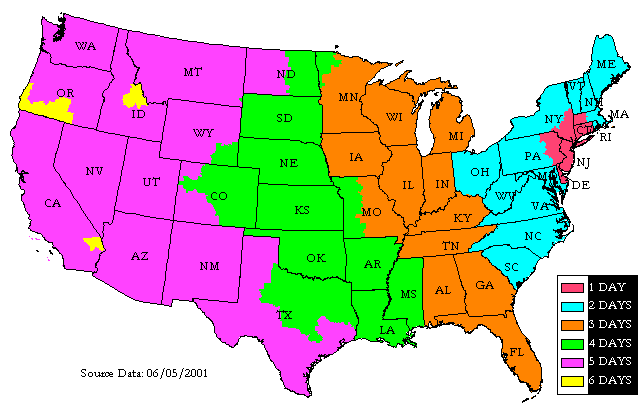 UPS Ground Time-in-Transit Map