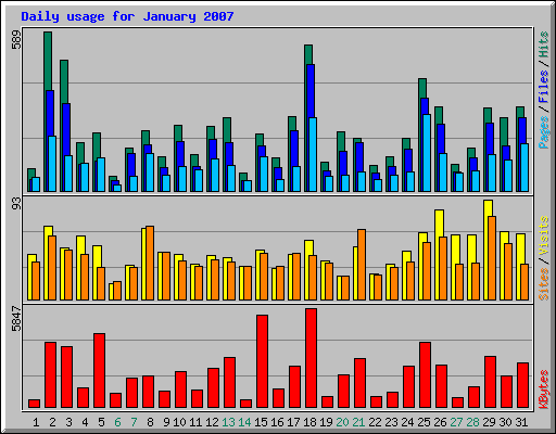 Daily usage for January 2007