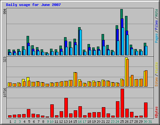 Daily usage for June 2007