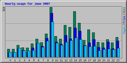 Hourly usage for June 2007